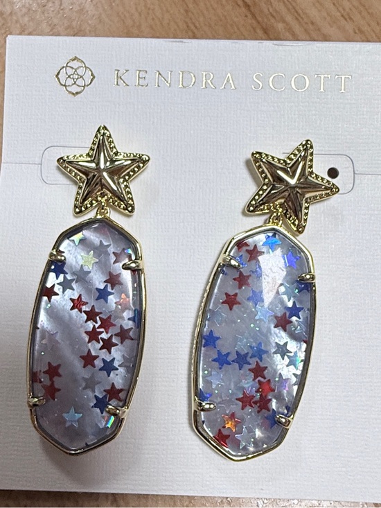 Kendra Scott Jewelry - NWOT KENDRA SCOTT ELLA STAR RED WHITE BLUE GOLD EARRINGS